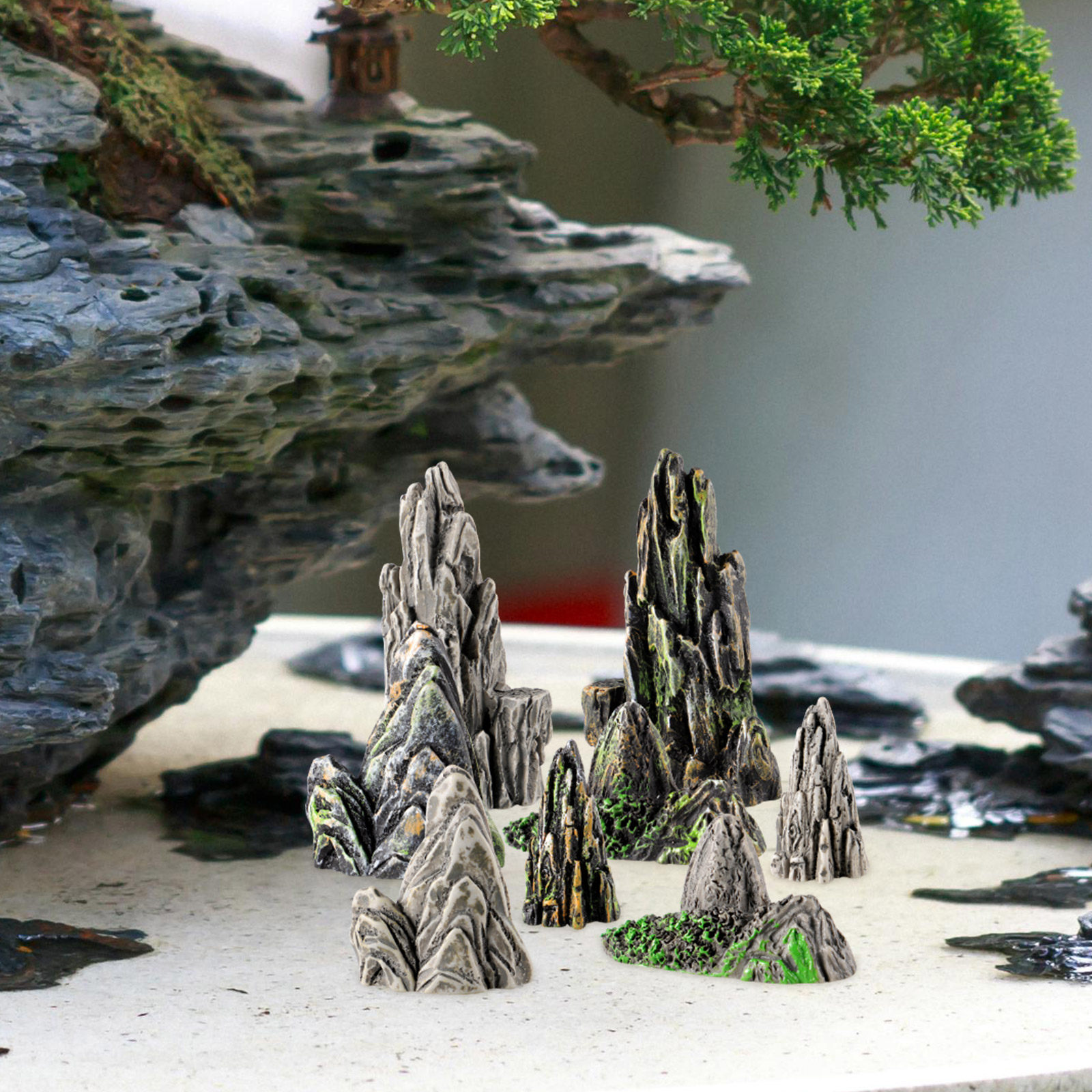8Pcs Mini Resin Rockery Set Ze - Bonsai Zen Garden Set ulasan dan harga