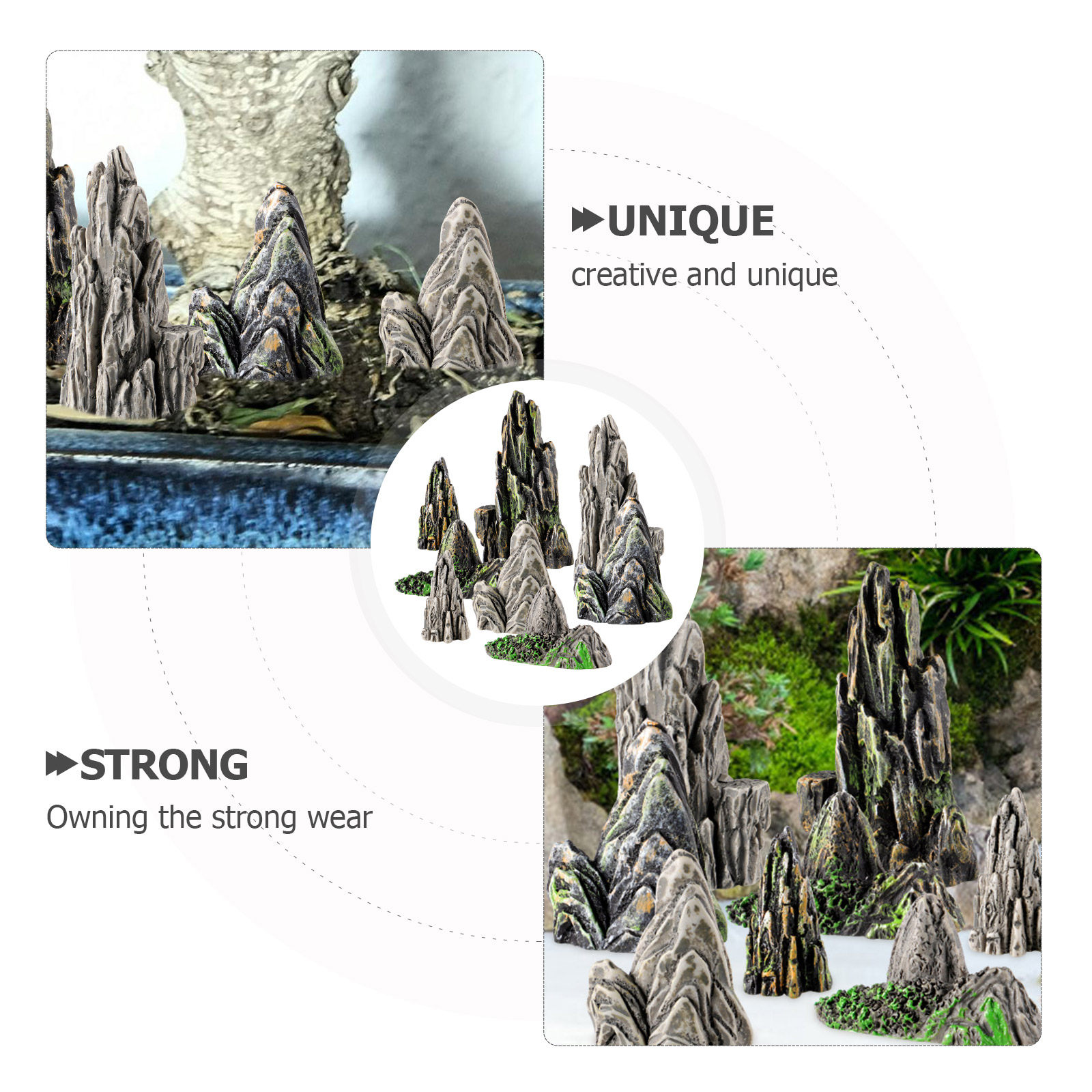 8Pcs Mini Resin Rockery Set fo - Bonsai Zen Garden Set ulasan dan harga