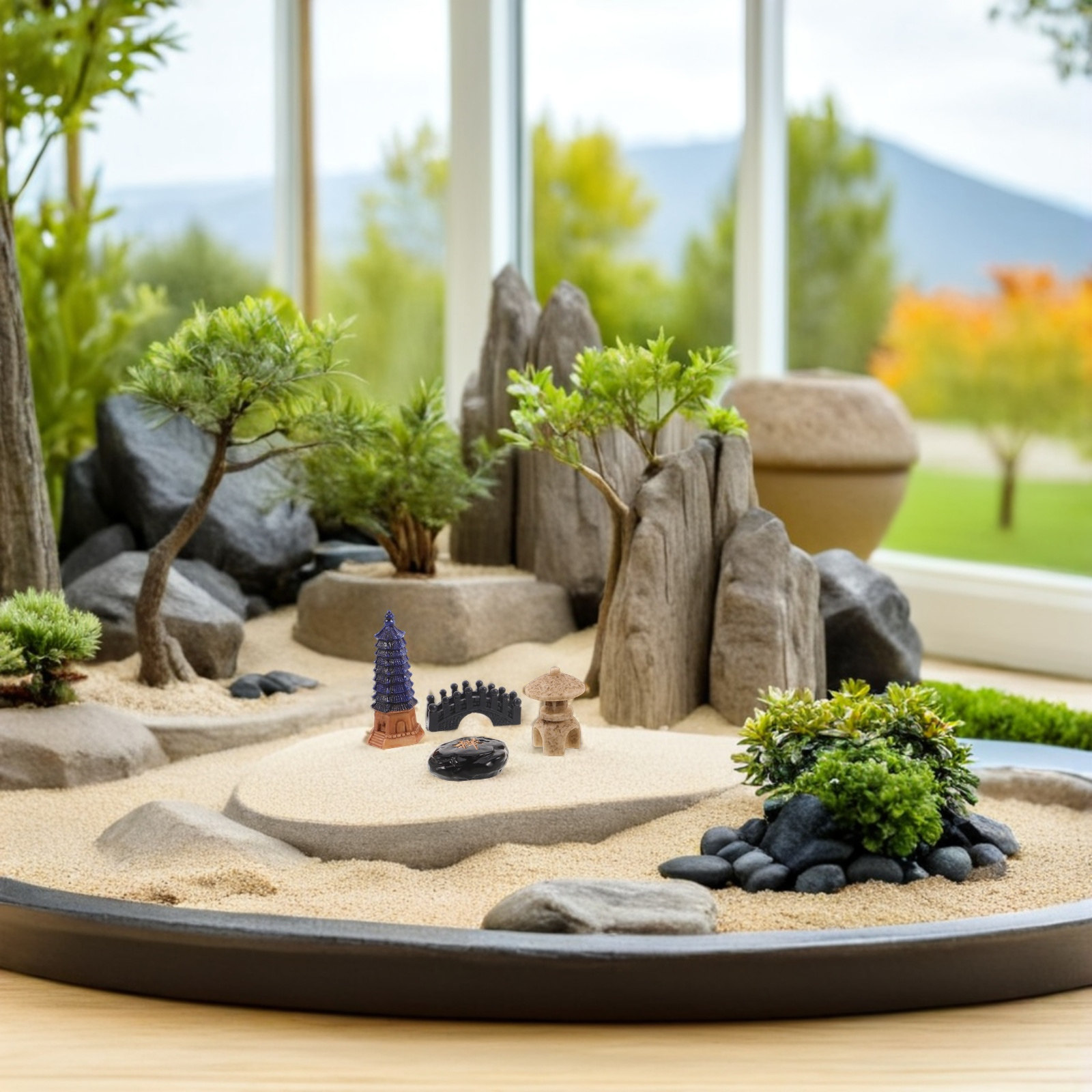 4Pcs Mini Japanese Pagoda Stat - Bonsai Zen Garden Set ulasan dan harga