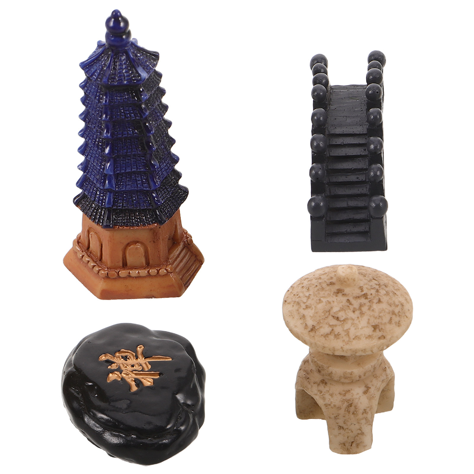 4Pcs Mini Japanese Pagoda Stat - Bonsai Zen Garden Set ulasan dan harga