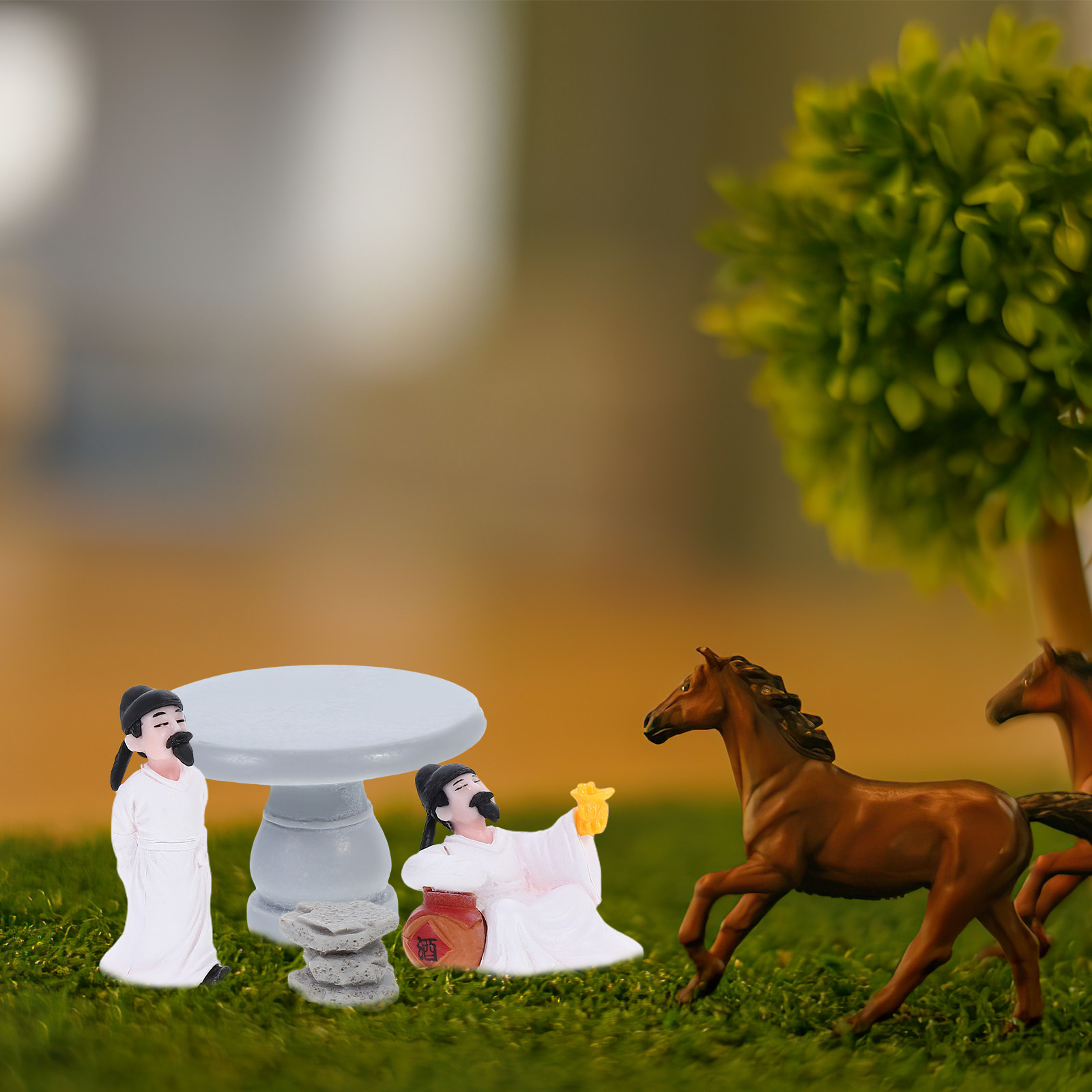 Miniature Stone Table Chair Se - Bonsai Zen Garden Set ulasan dan harga